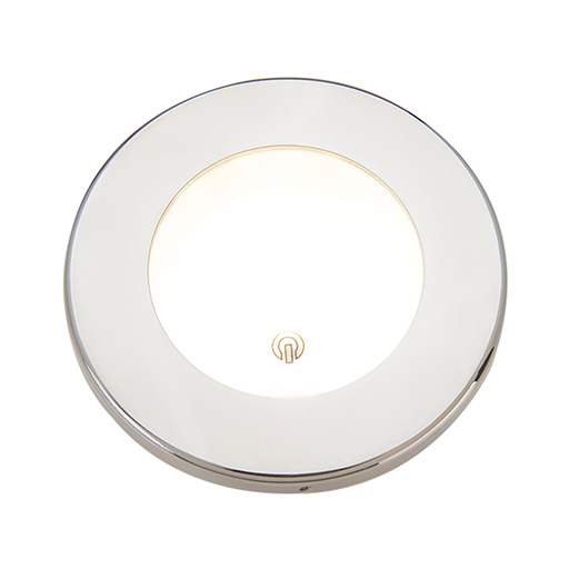 Stainless Steel polished spotlight TUDY (round) - 10W - Warm white - with switch